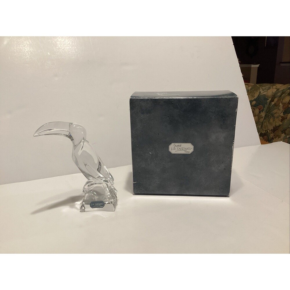 vintage cristal j.g. durand france toucan parrot France 5.4”x2.5”x1.5”